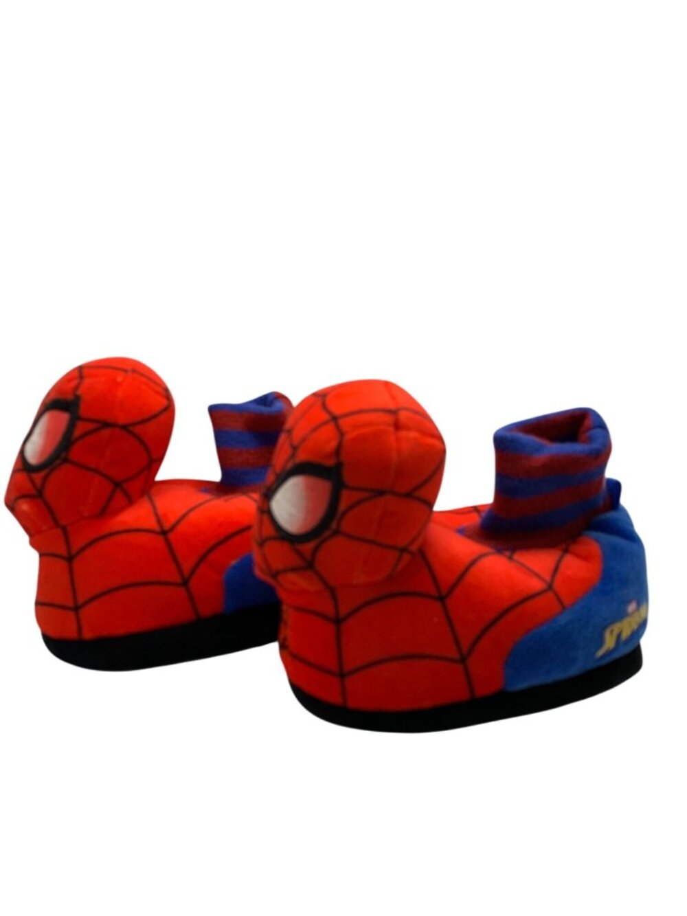 Marvel Spider-Man Plush Kids Slippers With Sock Top Design Anti-Slip Sole Red &